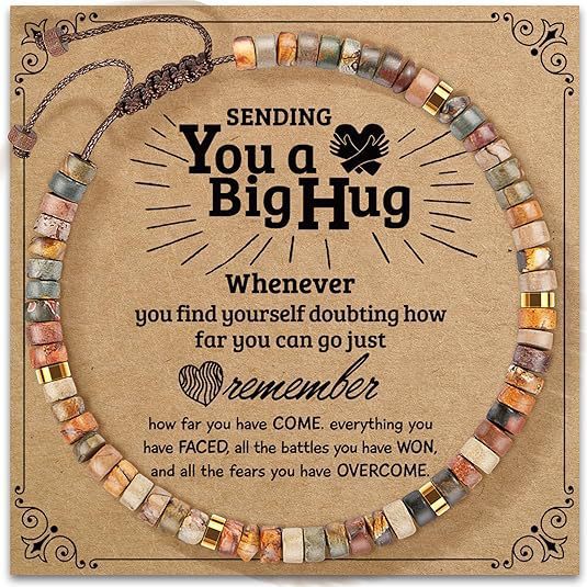 Hand Woven Natural Stone Bracelet Hand Woven Bracelet Picasso Stone Beaded Bracelet Braided Rope Bracelet with Card