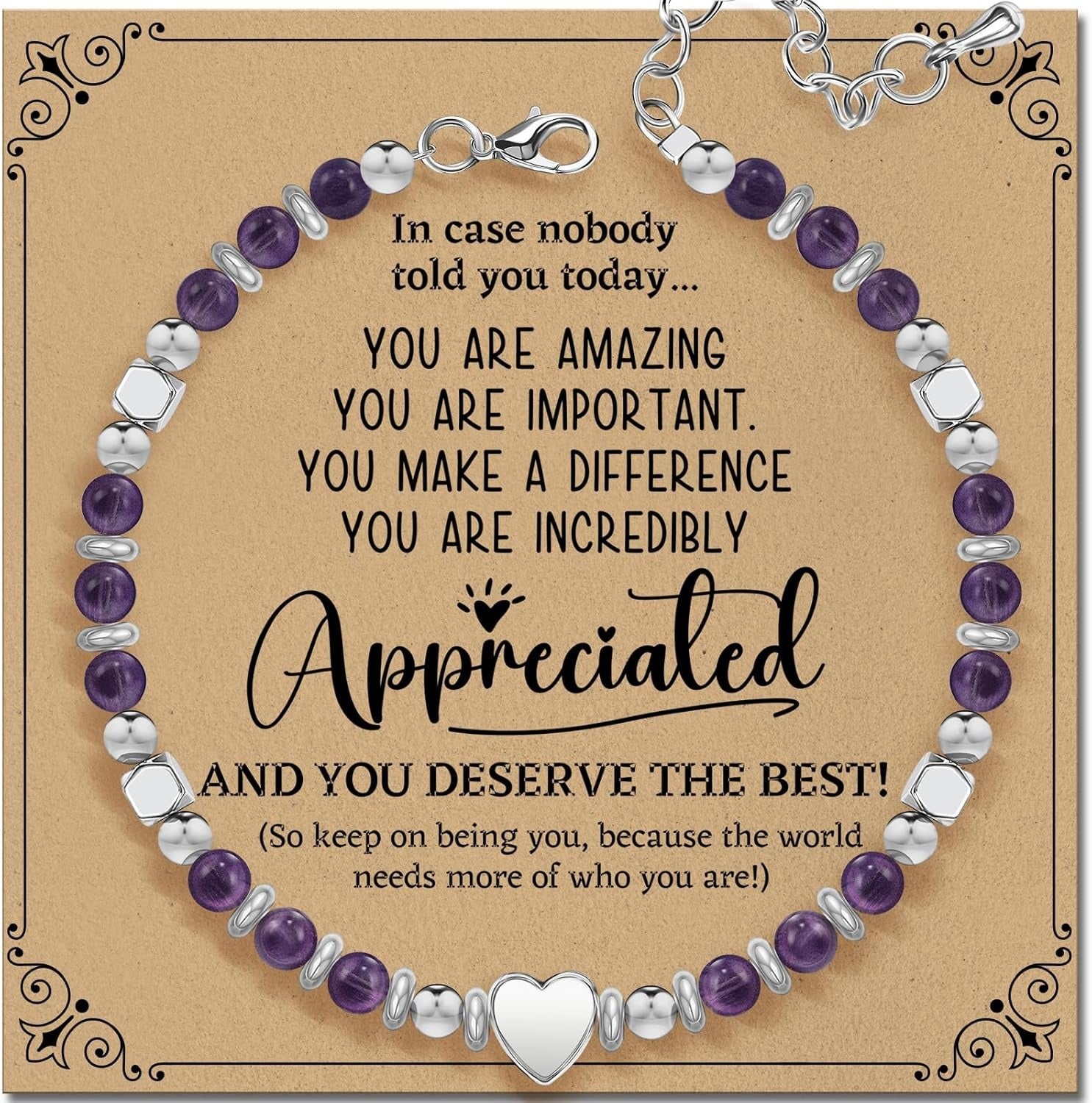 Cross-border natural stone bracelet inspirational gift women's healing beaded pink porcelain bracelet with card gift jewelry