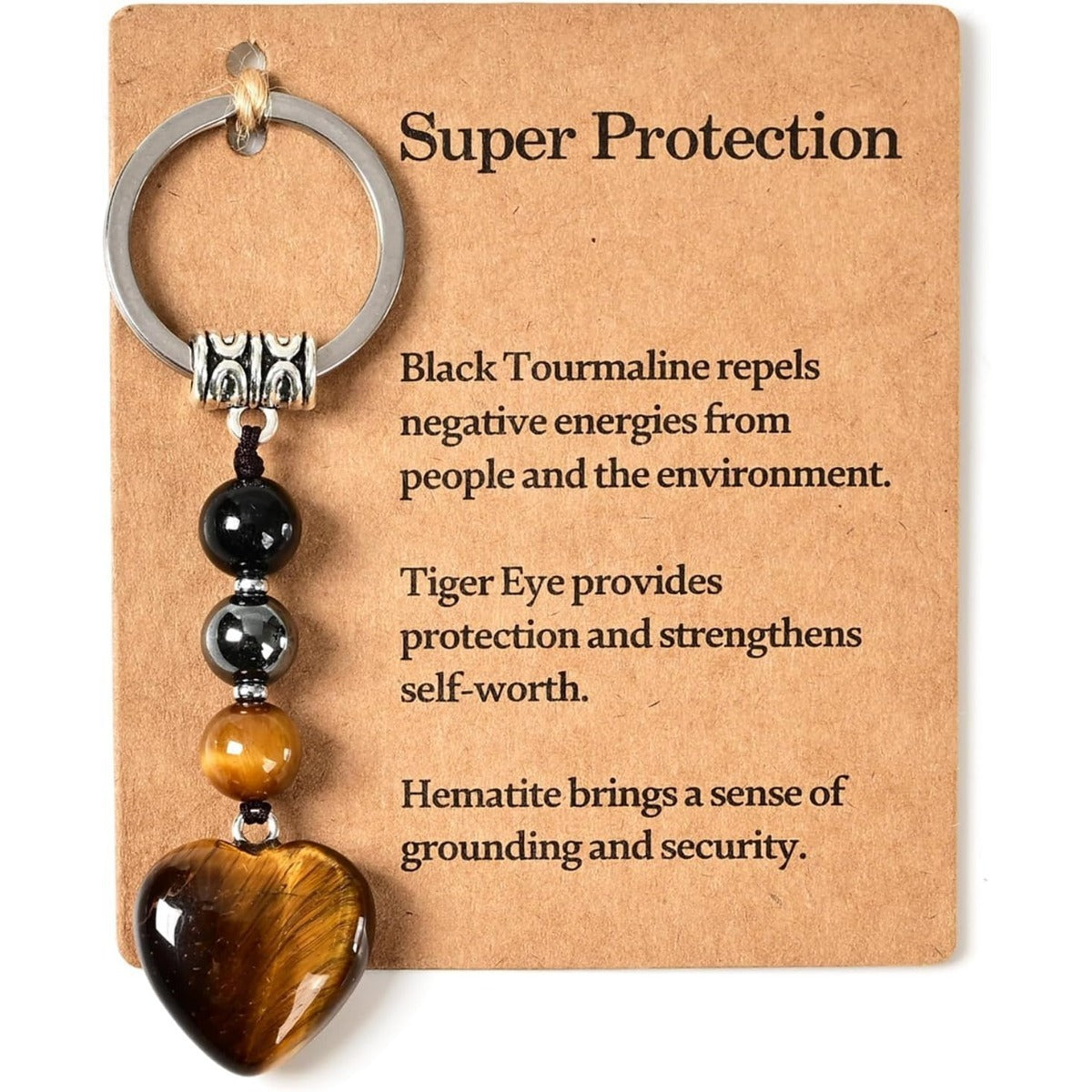 Cross-border hot selling natural crystal purple green yellow red tiger eye black and white glossy blue gold tourmaline colorful love keychain