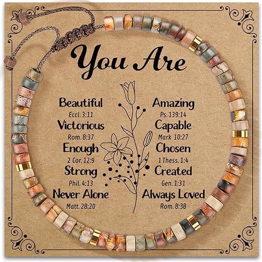 Hand Woven Natural Stone Bracelet Hand Woven Bracelet Picasso Stone Beaded Bracelet Braided Rope Bracelet with Card