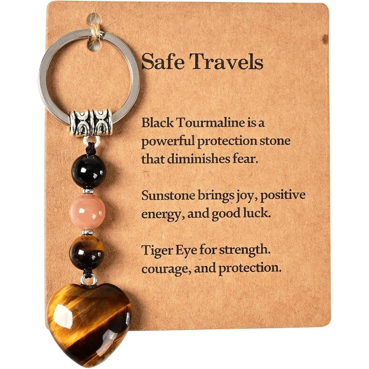 Cross-border hot selling natural crystal purple green yellow red tiger eye black and white glossy blue gold tourmaline colorful love keychain