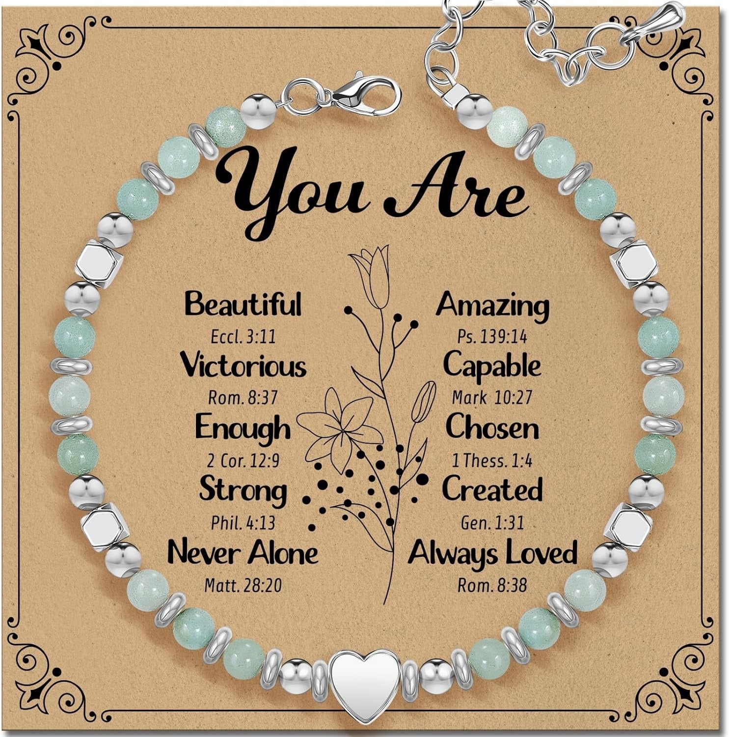 Cross-border natural stone bracelet inspirational gift women's healing beaded pink porcelain bracelet with card gift jewelry