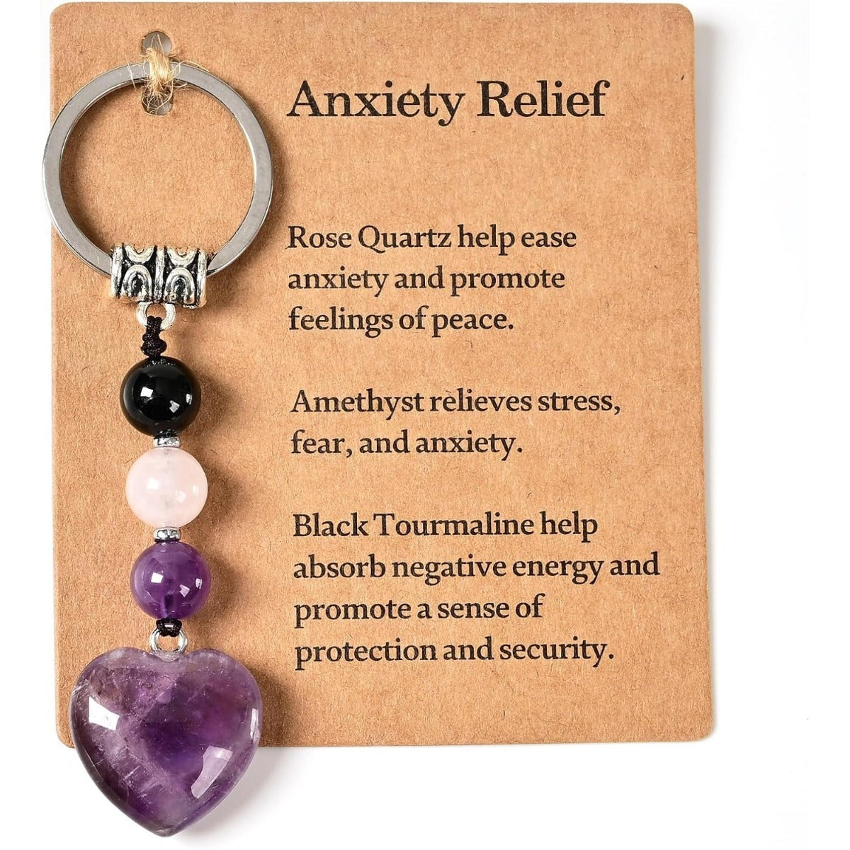 Cross-border hot selling natural crystal purple green yellow red tiger eye black and white glossy blue gold tourmaline colorful love keychain